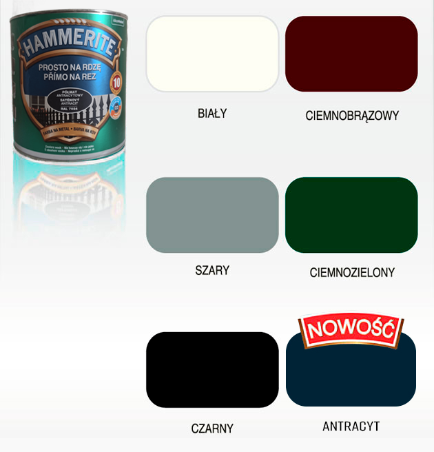 Цвета полуматовых красок Hammerite